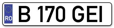 Placuta inmatriculare numar auto  B-170-GEI, B 170 GEI, B170GEI