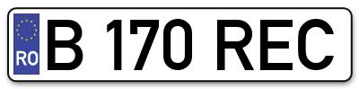 Placuta inmatriculare numar auto  B-170-REC, B 170 REC, B170REC