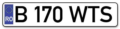 Placuta inmatriculare numar auto  B-170-WTS, B 170 WTS, B170WTS