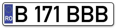 Placuta inmatriculare numar auto  B-171-BBB, B 171 BBB, B171BBB