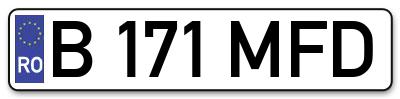Placuta inmatriculare numar auto  B-171-MFD, B 171 MFD, B171MFD