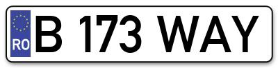 Placuta inmatriculare numar auto  B-173-WAY, B 173 WAY, B173WAY