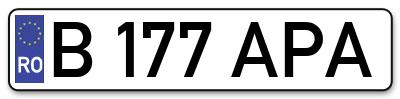 Placuta inmatriculare numar auto  B-177-APA, B 177 APA, B177APA