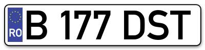 Placuta inmatriculare numar auto  B-177-DST, B 177 DST, B177DST