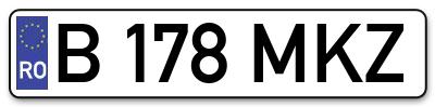 Placuta inmatriculare numar auto  B-178-MKZ, B 178 MKZ, B178MKZ