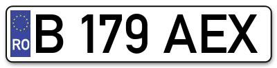 Placuta inmatriculare numar auto  B-179-AEX, B 179 AEX, B179AEX