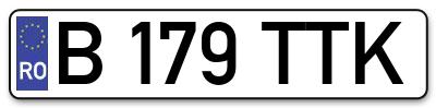 Placuta inmatriculare numar auto  B-179-TTK, B 179 TTK, B179TTK