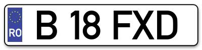 Placuta inmatriculare numar auto  B-18-FXD, B 18 FXD, B18FXD