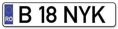 Placuta inmatriculare numar auto  B-18-NYK, B 18 NYK, B18NYK