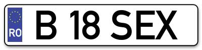 Placuta inmatriculare numar auto  B-18-SEX, B 18 SEX, B18SEX