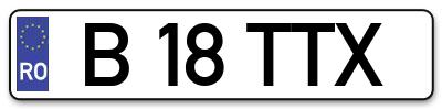Placuta inmatriculare numar auto  B-18-TTX, B 18 TTX, B18TTX
