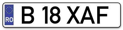 Placuta inmatriculare numar auto  B-18-XAF, B 18 XAF, B18XAF