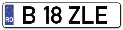 Placuta inmatriculare numar auto  B-18-ZLE, B 18 ZLE, B18ZLE