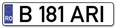 Placuta inmatriculare numar auto  B-181-ARI, B 181 ARI, B181ARI