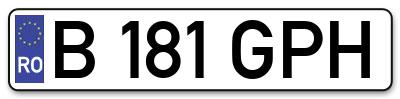Placuta inmatriculare numar auto  B-181-GPH, B 181 GPH, B181GPH