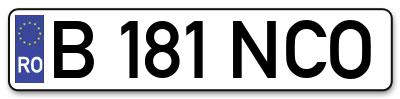Placuta inmatriculare numar auto  B-181-NCO, B 181 NCO, B181NCO