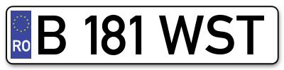 Placuta inmatriculare numar auto  B-181-WST, B 181 WST, B181WST