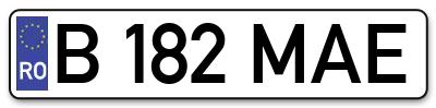 Placuta inmatriculare numar auto  B-182-MAE, B 182 MAE, B182MAE