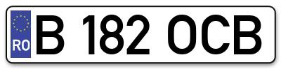 Placuta inmatriculare numar auto  B-182-OCB, B 182 OCB, B182OCB