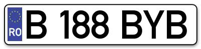 Placuta inmatriculare numar auto  B-188-BYB, B 188 BYB, B188BYB