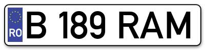 Placuta inmatriculare numar auto  B-189-RAM, B 189 RAM, B189RAM
