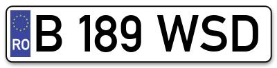 Placuta inmatriculare numar auto  B-189-WSD, B 189 WSD, B189WSD