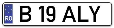 Placuta inmatriculare numar auto  B-19-ALY, B 19 ALY, B19ALY
