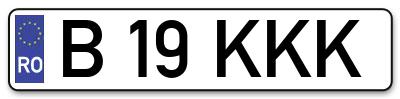 Placuta inmatriculare numar auto  B-19-KKK, B 19 KKK, B19KKK