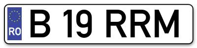 Placuta inmatriculare numar auto  B-19-RRM, B 19 RRM, B19RRM