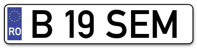 Placuta inmatriculare numar auto  B-19-SEM, B 19 SEM, B19SEM
