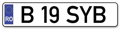 Placuta inmatriculare numar auto  B-19-SYB, B 19 SYB, B19SYB