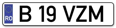 Placuta inmatriculare numar auto  B-19-VZM, B 19 VZM, B19VZM