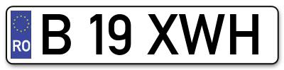 Placuta inmatriculare numar auto  B-19-XWH, B 19 XWH, B19XWH