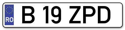 Placuta inmatriculare numar auto  B-19-ZPD, B 19 ZPD, B19ZPD