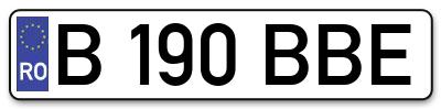 Placuta inmatriculare numar auto  B-190-BBE, B 190 BBE, B190BBE