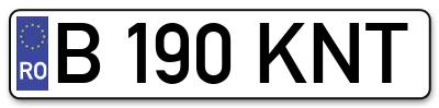 Placuta inmatriculare numar auto  B-190-KNT, B 190 KNT, B190KNT