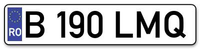 Placuta inmatriculare numar auto  B-190-LMQ, B 190 LMQ, B190LMQ
