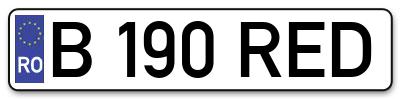 Placuta inmatriculare numar auto  B-190-RED, B 190 RED, B190RED