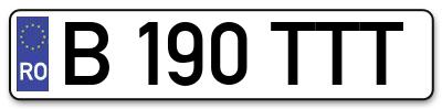 Placuta inmatriculare numar auto  B-190-TTT, B 190 TTT, B190TTT