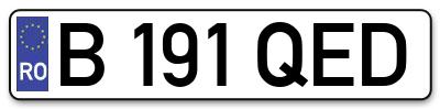 Placuta inmatriculare numar auto  B-191-QED, B 191 QED, B191QED