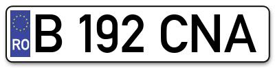 Placuta inmatriculare numar auto  B-192-CNA, B 192 CNA, B192CNA