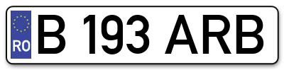 Placuta inmatriculare numar auto  B-193-ARB, B 193 ARB, B193ARB