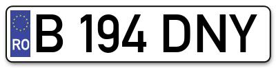 Placuta inmatriculare numar auto  B-194-DNY, B 194 DNY, B194DNY