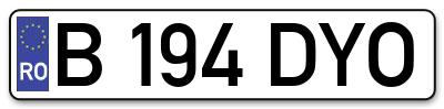 Placuta inmatriculare numar auto  B-194-DYO, B 194 DYO, B194DYO