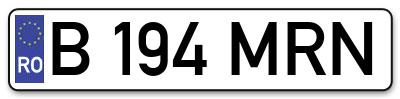 Placuta inmatriculare numar auto  B-194-MRN, B 194 MRN, B194MRN
