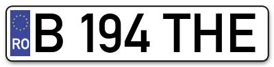 Placuta inmatriculare numar auto  B-194-THE, B 194 THE, B194THE