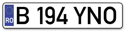 Placuta inmatriculare numar auto  B-194-YNO, B 194 YNO, B194YNO