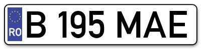 Placuta inmatriculare numar auto  B-195-MAE, B 195 MAE, B195MAE