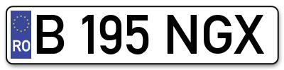 Placuta inmatriculare numar auto  B-195-NGX, B 195 NGX, B195NGX