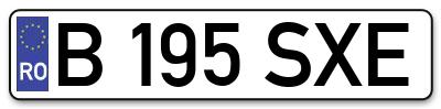 Placuta inmatriculare numar auto  B-195-SXE, B 195 SXE, B195SXE